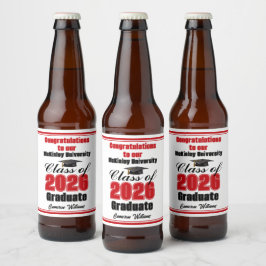 Etiqueta Para Botella De Cerveza Red Class of 2026 Graduation Party Custom