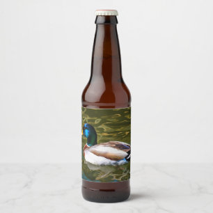 Etiqueta Para Botella De Cerveza Retrato artístico del pato mallard