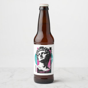 Etiqueta Para Botella De Cerveza Retro Brutalista Jesús Estatua Griega Colosenses 2