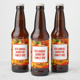Etiqueta Para Botella De Cerveza Reunión Familiar Pícnic de Verano Foto Colorida Ba