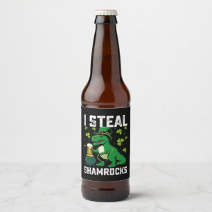 Etiqueta Para Botella De Cerveza Robo Shamrock T Rex Dinosaur St Patrick's Day