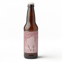 Rosa de lujo Purpurina de goteo de oro Monograma