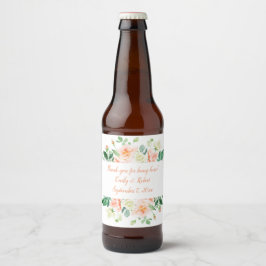 Etiqueta Para Botella De Cerveza Rosas acuáticos y botellas de cerveza de vegetació