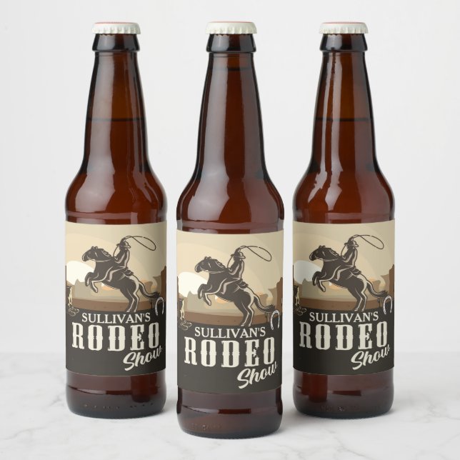 Etiqueta Para Botella De Cerveza Roundup Western Rodeo Show Personalizado (Botellas)