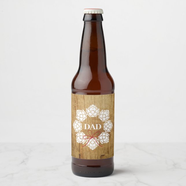 Etiqueta Para Botella De Cerveza Rustic Beer Dad Wreath (Anverso)