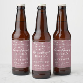 Etiqueta Para Botella De Cerveza Rustic Farmhouse Pink Lights