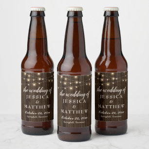 Etiqueta Para Botella De Cerveza Rustic Farmhouse Twinkling Lights