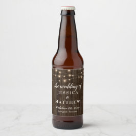 Etiqueta Para Botella De Cerveza Rustic Farmhouse Twinkling Lights