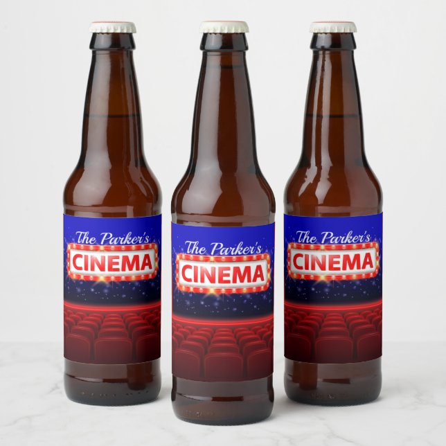 Etiqueta Para Botella De Cerveza Sala familiar de cine personalizada (Botellas)