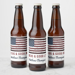 Etiqueta Para Botella De Cerveza Salud y buena suerte, soldado se va Fiesta