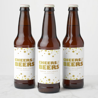 Etiqueta Para Botella De Cerveza Salud y cerveza | Navidades divertidos blanco y or