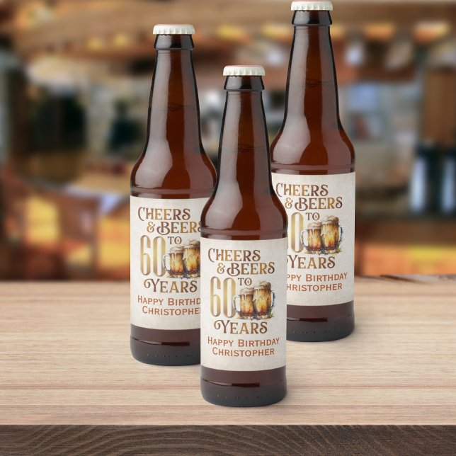 Etiqueta Para Botella De Cerveza Saludos y cervezas 60 cumpleaños (Subido por el creador)