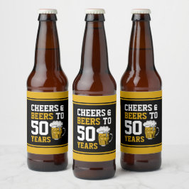 Etiqueta Para Botella De Cerveza Saludos y cervezas a 50 años 50 cumpleaños