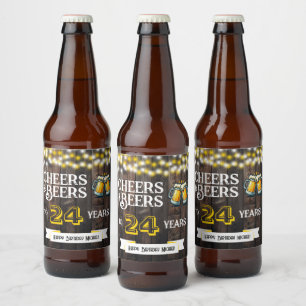 Etiqueta Para Botella De Cerveza Saludos y Cervezas por 24 Años de Cumpleaños Rústi