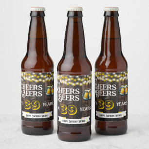 Etiqueta Para Botella De Cerveza Saludos y Cervezas por 39 Años de Cumpleaños Rústi