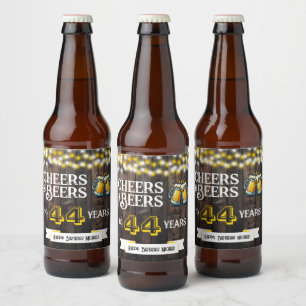 Etiqueta Para Botella De Cerveza Saludos y Cervezas por 44 Años de Cumpleaños Rústi