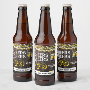 Etiqueta Para Botella De Cerveza Saludos y Cervezas por 70 Años Cumpleaños Rústico