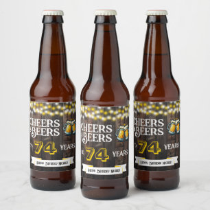 Etiqueta Para Botella De Cerveza Saludos y Cervezas por 74 Años de Cumpleaños Rústi