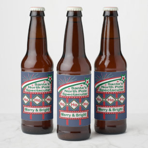 Etiqueta Para Botella De Cerveza Santa Marquee Retro - Ho Ho Merry & Bright