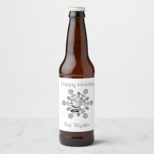 Etiqueta Para Botella De Cerveza Santa y su copo de nieve favorito