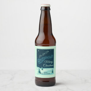 Etiqueta Para Botella De Cerveza Santa y sus Navidades de renos