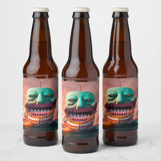 Etiqueta Para Botella De Cerveza Scary Boat (Botellas)