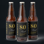 Etiqueta Para Botella De Cerveza Script Black & Gold 80th Birthday Cocktail Fiesta<br><div class="desc">Script Black & Gold 80th Birthday Cocktail Fiesta Beer Bottle</div>
