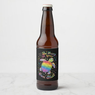 Etiqueta Para Botella De Cerveza Sé feliz en tu propio autismo de tortuga arco iris