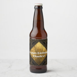 Etiqueta Para Botella De Cerveza Servilletas de papel Art Déco negras y doradas