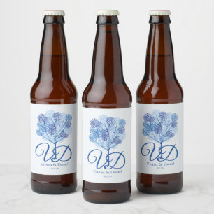 Etiqueta Para Botella De Cerveza Shades of Blue of Elegant Tree Design