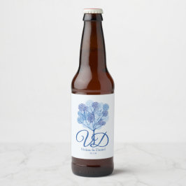 Etiqueta Para Botella De Cerveza Shades of Blue of Elegant Tree Design