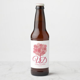 Etiqueta Para Botella De Cerveza Shades of Red of Elegant Tree Design