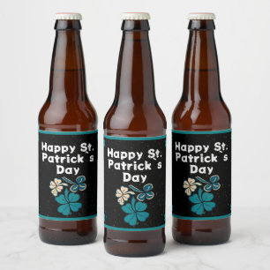 Etiqueta Para Botella De Cerveza Shamrock Clover Irish Happy St. Patrick's Day