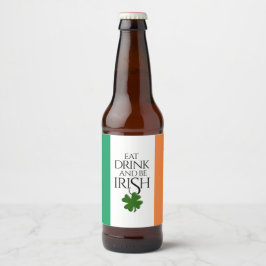 Etiqueta Para Botella De Cerveza Shamrock come bebida y sé bandera irlandesa
