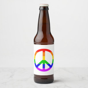Etiqueta Para Botella De Cerveza Signo de paz arcoiris