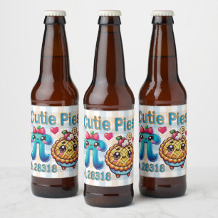 Etiqueta Para Botella De Cerveza Símbolo divertido "Cutie Pies" Cute Pi y Pie Pun