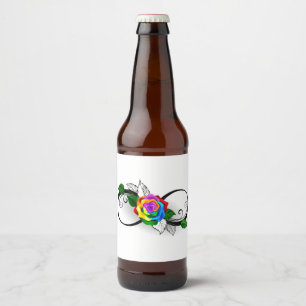 Etiqueta Para Botella De Cerveza Símbolo infinito con Rosa arcoiris