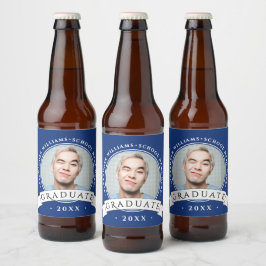 Etiqueta Para Botella De Cerveza Simple Moderno Azul Marino Graduación Escuela Foto
