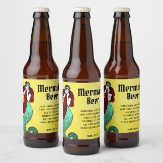 Etiqueta Para Botella De Cerveza Sirenita vintage
