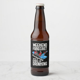 Etiqueta Para Botella De Cerveza Snowboard Con La Posibilidad De Beber