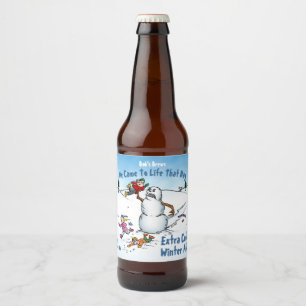 Etiqueta Para Botella De Cerveza Snowman ataca a Personalizado gracioso