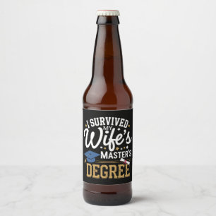 Etiqueta Para Botella De Cerveza Sobreviví al Máster de mi Esposa Graduación de Esp
