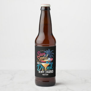 Etiqueta Para Botella De Cerveza Sol Arena y una Bebida en mi Mano Crucero de Playa