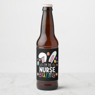 Etiqueta Para Botella De Cerveza Soy la enfermera Bunny Easter Matching