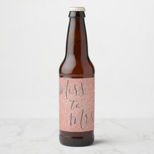 Etiqueta Para Botella De Cerveza Srta. Bridal Shower Fiesta Rosa Gold Sparkle