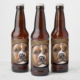 ETIQUETA PARA BOTELLA DE CERVEZA STAFFORDSHIRE TERRIER