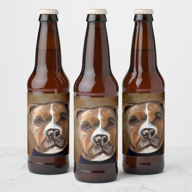 ETIQUETA PARA BOTELLA DE CERVEZA STAFFORDSHIRE TERRIER (Botellas)