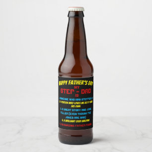 Etiqueta Para Botella De Cerveza Step Dad cita el Día del Padre Negro