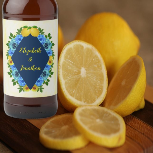 Etiqueta Para Botella De Cerveza Sunny Lemon Floral Boda (Subido por el creador)