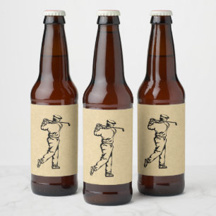 Etiqueta Para Botella De Cerveza Tan Leather Look Golf Design
